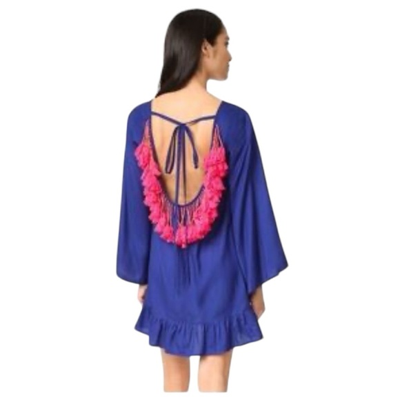 Sundress X Revolve Indiana Tassel Swim Cover-up Dress Blue & Pink Size XS/S - Picture 2 of 7